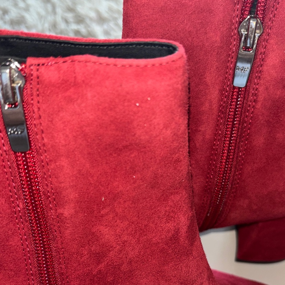Marc Fisher Red Suede Pointed Toe Ankle Booties - Picture 4 of 7